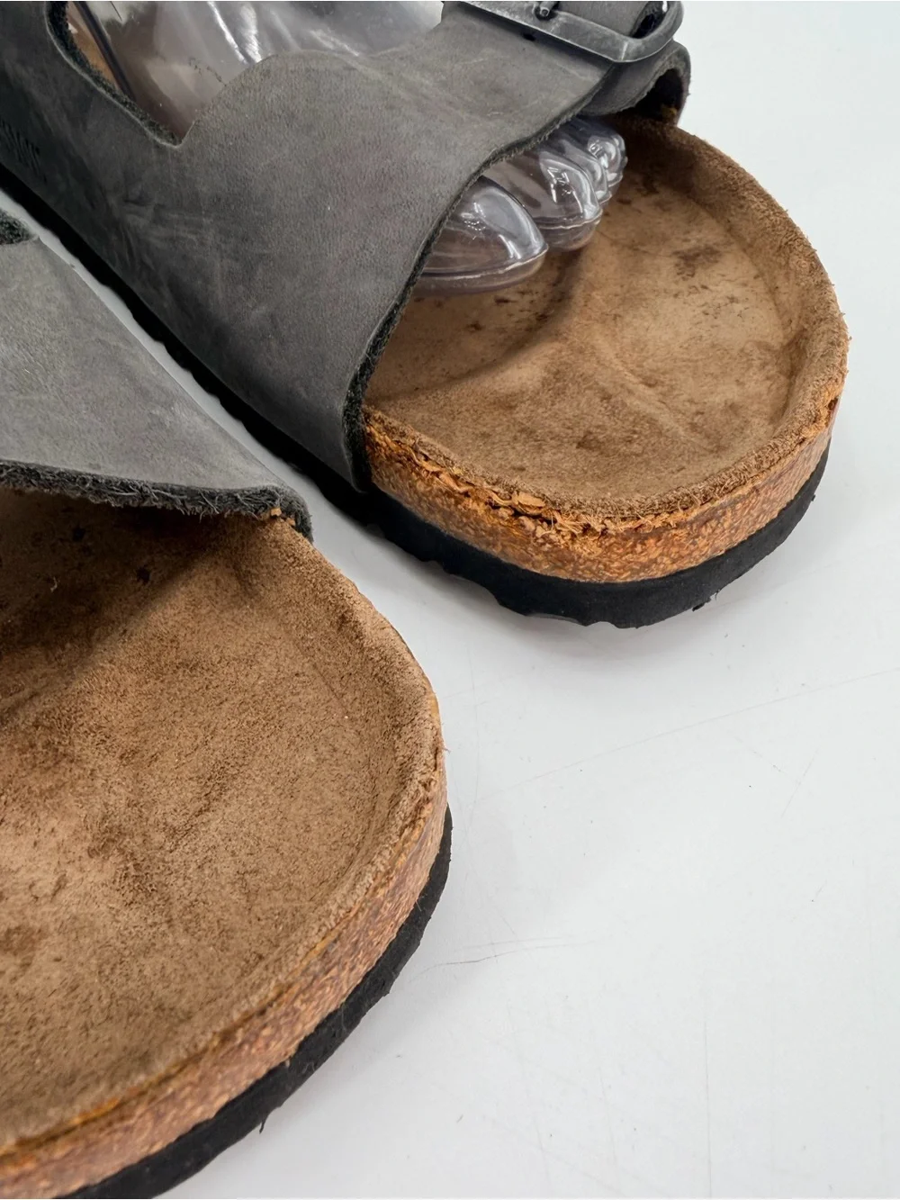 Birkenstock Grey Leather Milano Sandals 42 FLAWS
